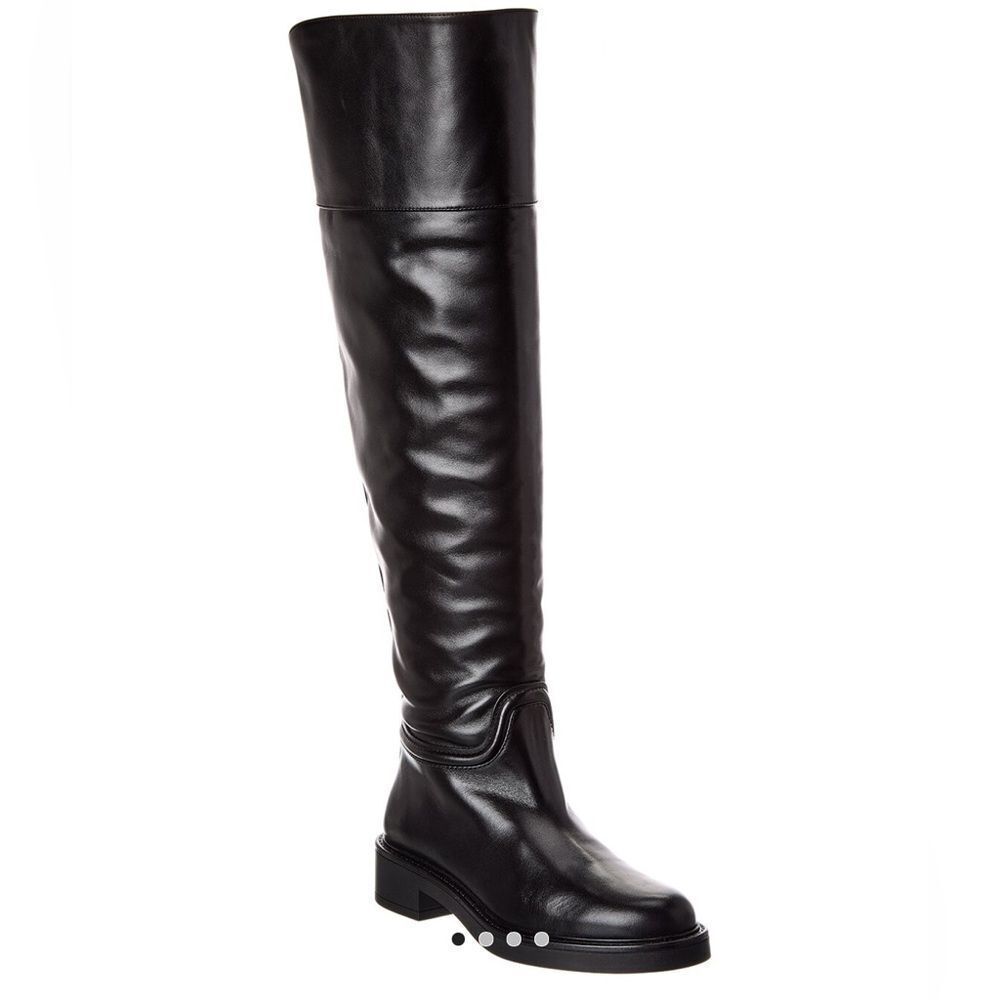 New Stuart Weitzman Celia Leather Over-The-Knee Riding Boot Black Size 6